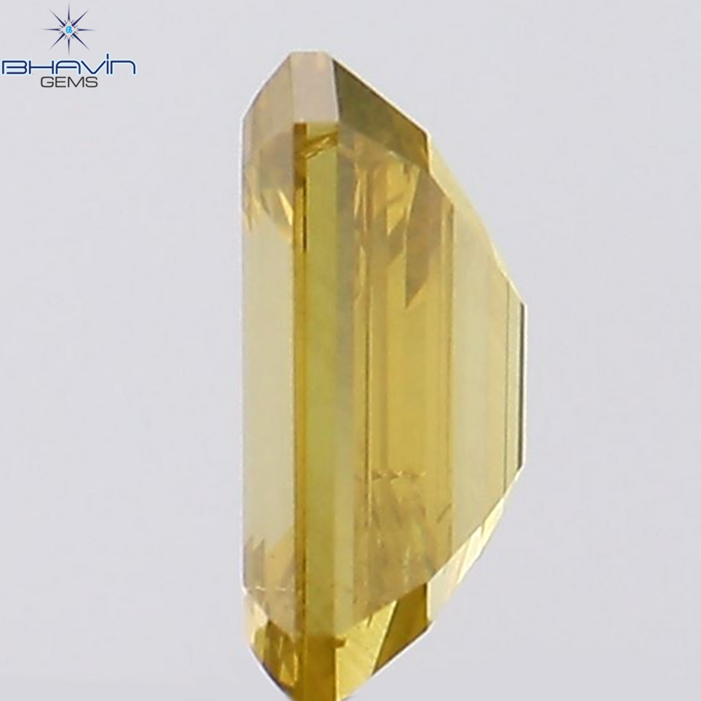 0.51 CT Emerald Shape Natural Diamond Orange Color SI2 Clarity (5.69 MM)