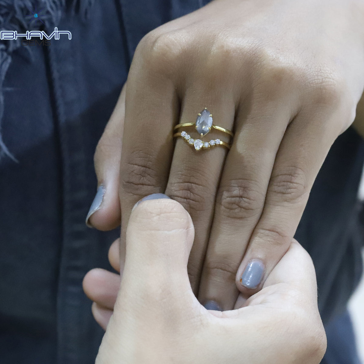 Gold Ring, Marquise Diamond, Salt And Pepper Diamond, Natural Diamond Ring, Engagement Ring, Wedding Ring, Diamond Ring