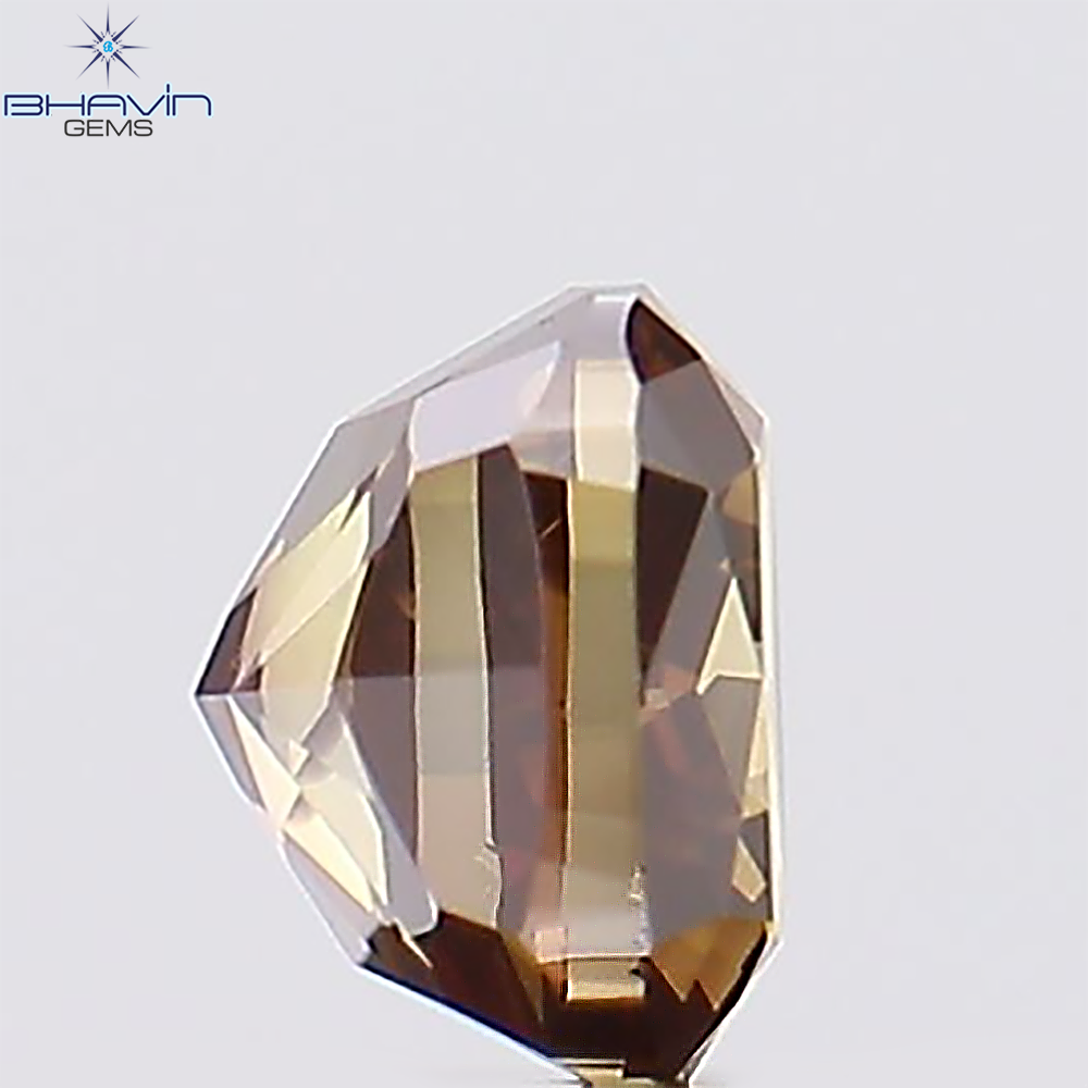0.37 CT、クッション ダイヤモンド、ブラウン ピンク色、クラリティ VS1 (3.85 MM)