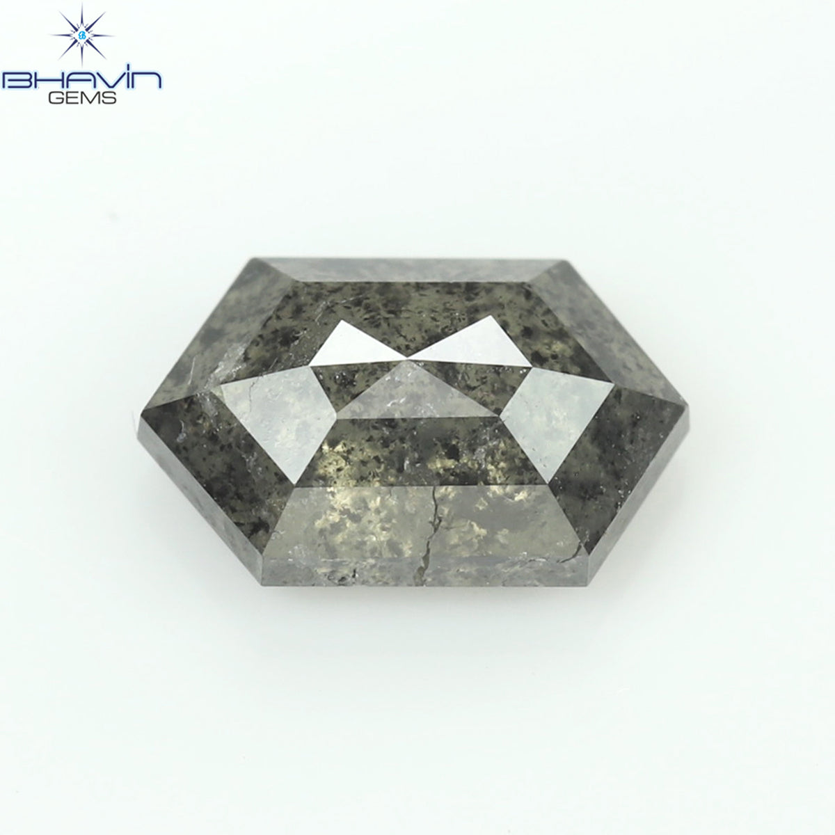 0.80 CT Natural Hexagon Diamond Salt And Pepper Color Clarity I3 (7.10 MM)
