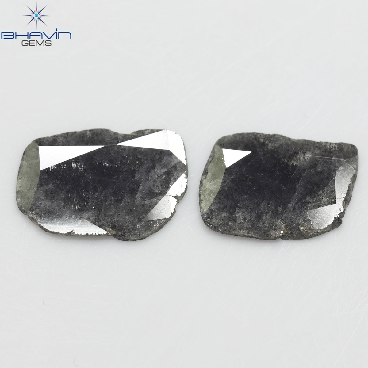2.32 CT/2 ピース スライス ダイヤモンド ソルト アンド ペッパー カラー クラリティ I3 (12.50 MM)