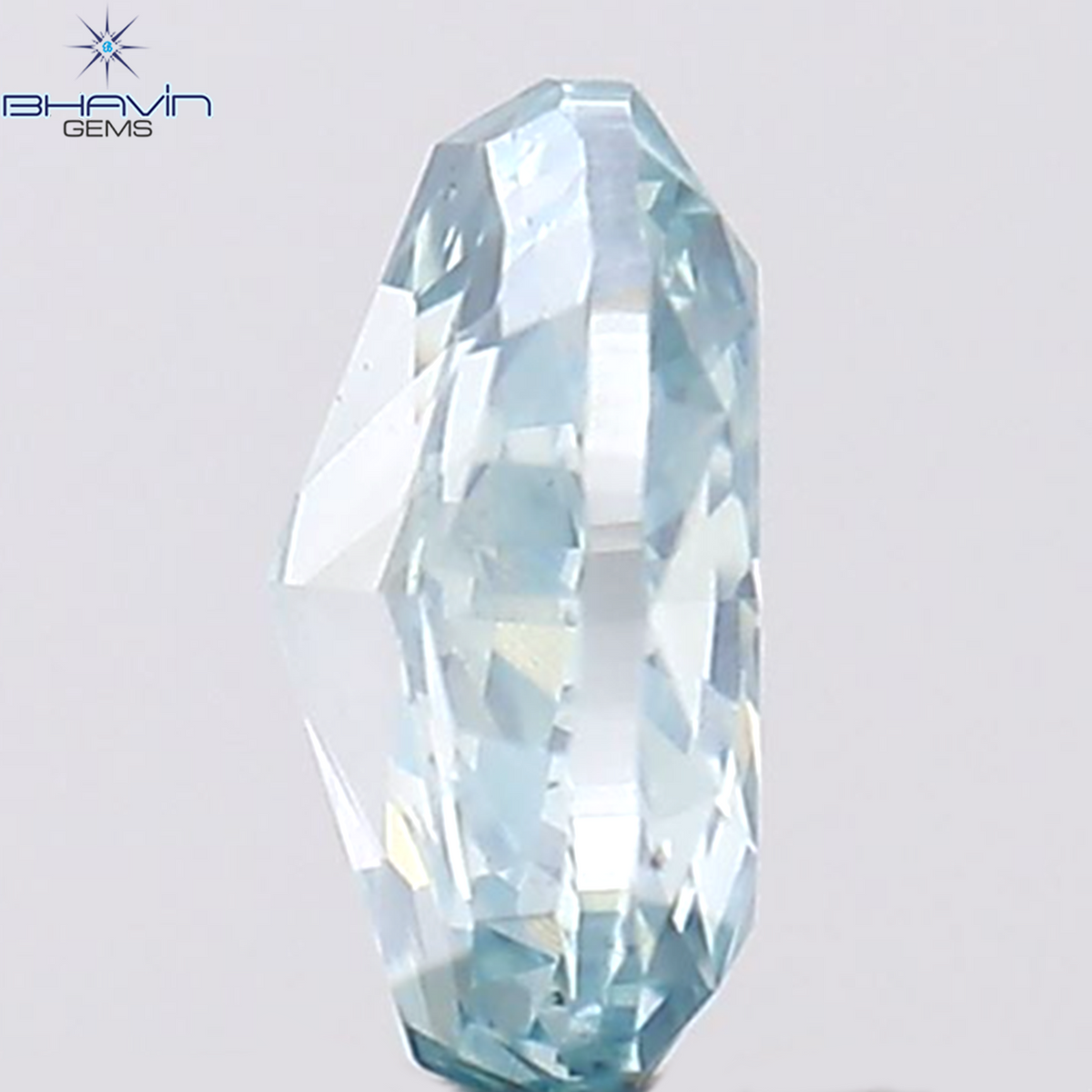 0.37 CT オーバル シェイプ ナチュラル ダイヤモンド グリーンがかったブルー カラー SI1 クラリティ (5.36 MM)