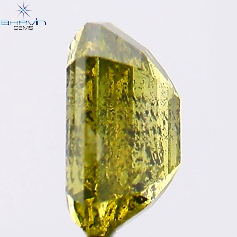 0.69 CT Emerald Shape Natural Diamond Enhanced Green Color I1 Clarity (5.70 MM)