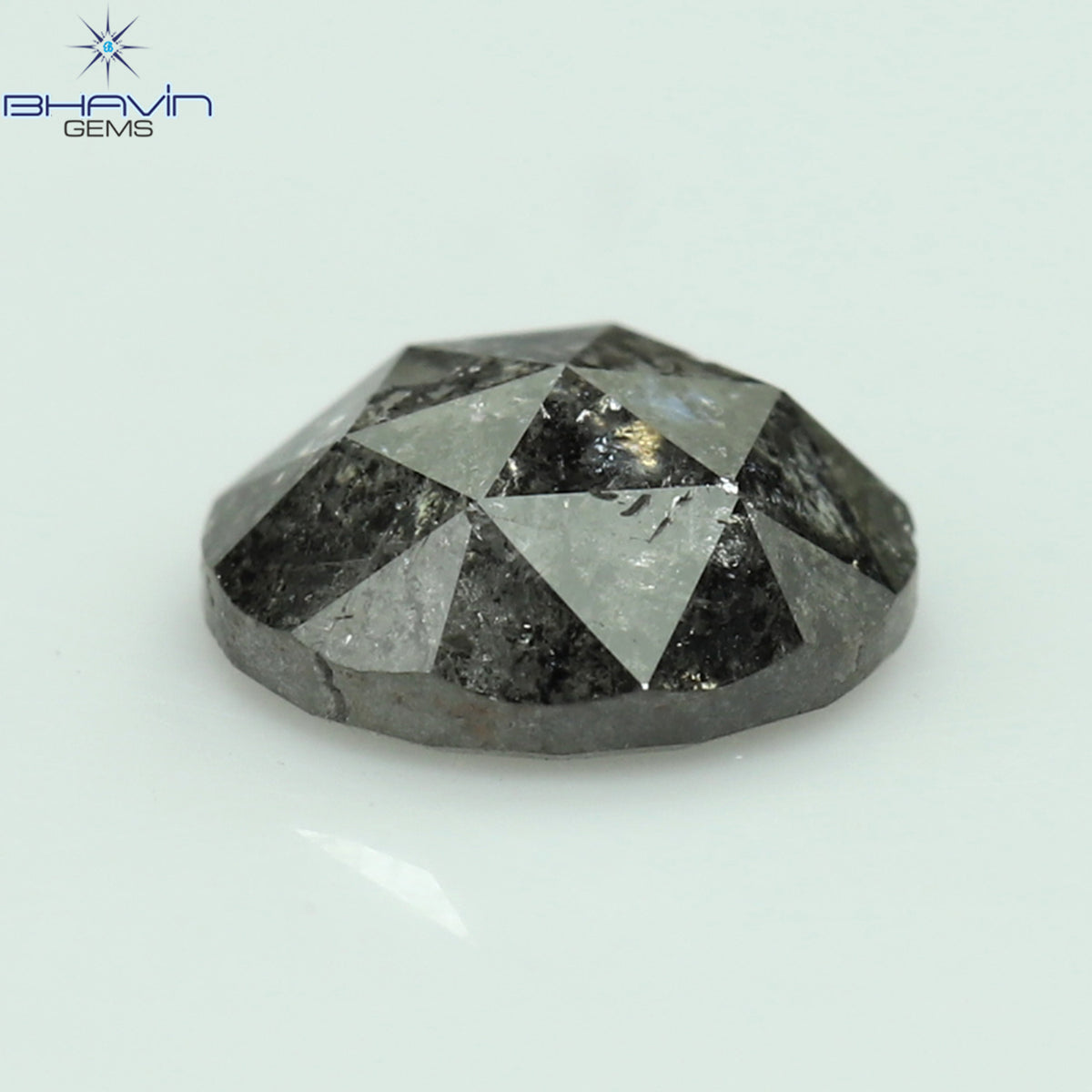 0.69 CT ラウンド ローズ カット シェイプ 天然ダイヤモンド ソルト アンド ペッパー カラー I3 クラリティ (5.76 MM)
