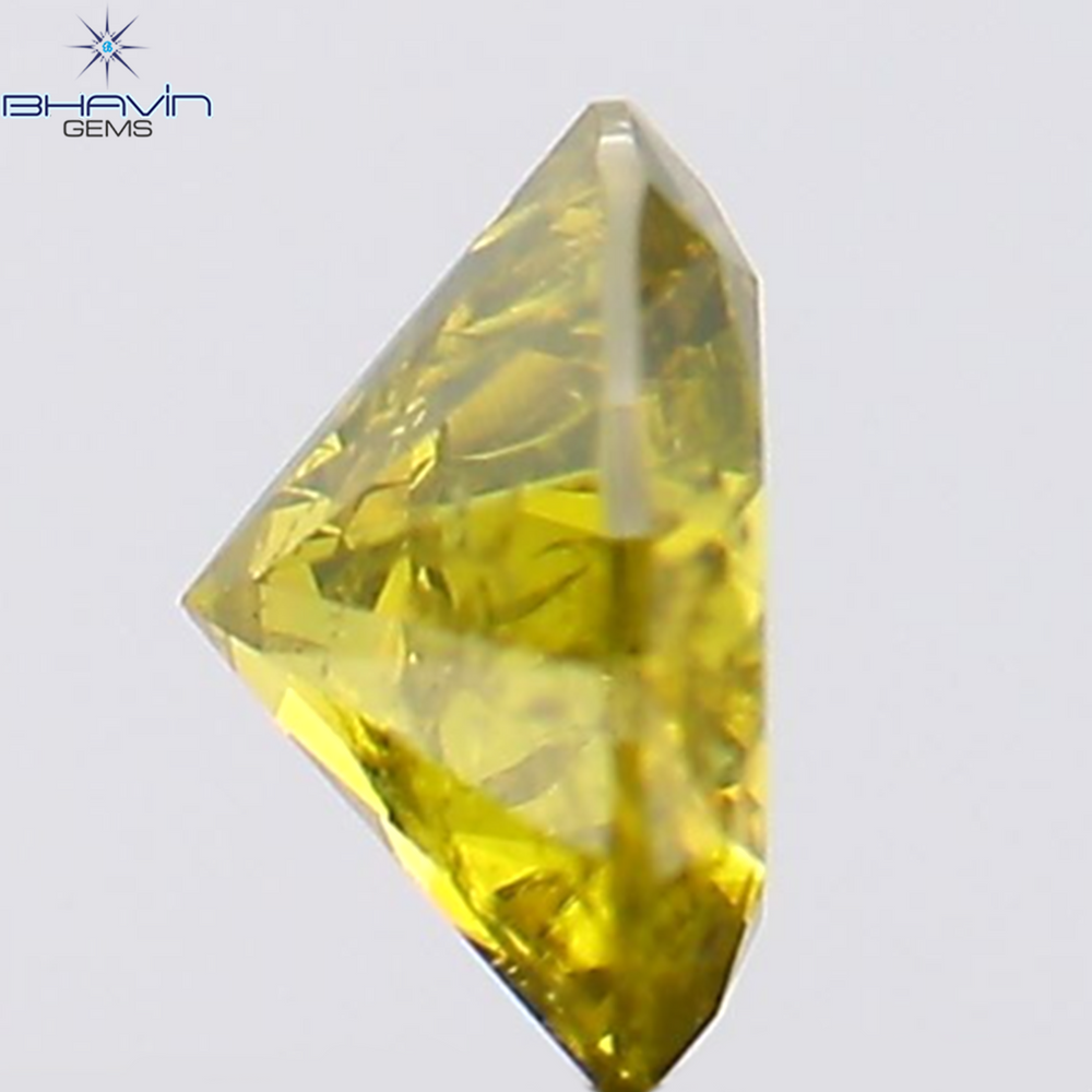 0.31 CT Round Shape Natural Diamond Green Yellow Color I1 Clarity (4.39 MM)