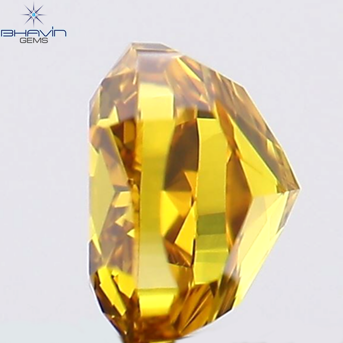 0.19 CT Natural Cushion Diamond Enhanced Orange Yellow Color Clarity VS1 (3.20 MM)