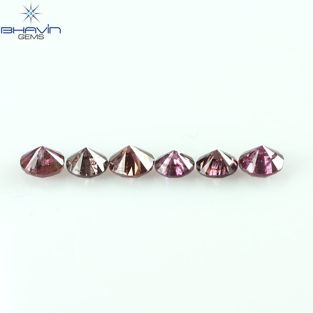 0.26 CT/6 Pcs Natural Round Diamond Enhanced Pink Color Clarity I1 (2.25 MM)