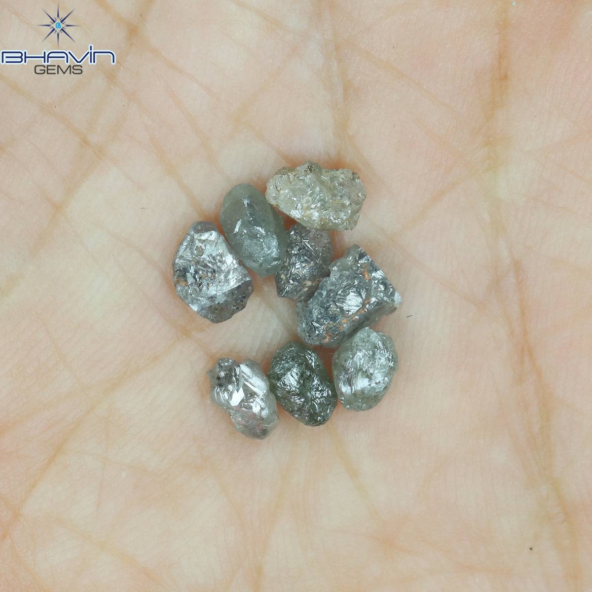 2.95 CT/8 Pcs Natural Rough Diamond Salt And Pepper Color Clarity I3 (5.26 MM)