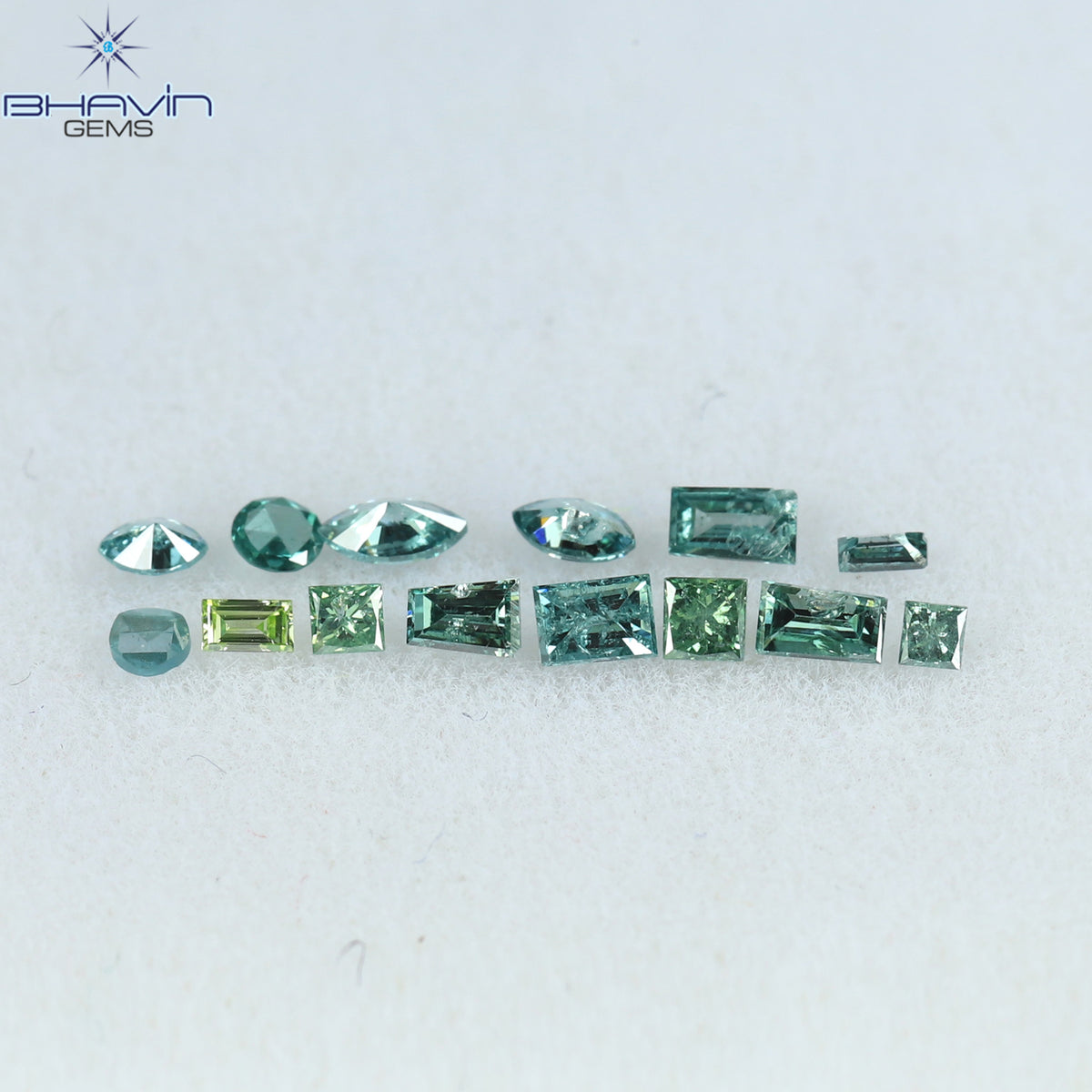 0.29 CT/14 Pcs Natural Mix Diamond Enhanced Blue Color Clarity SI (2.35 MM)