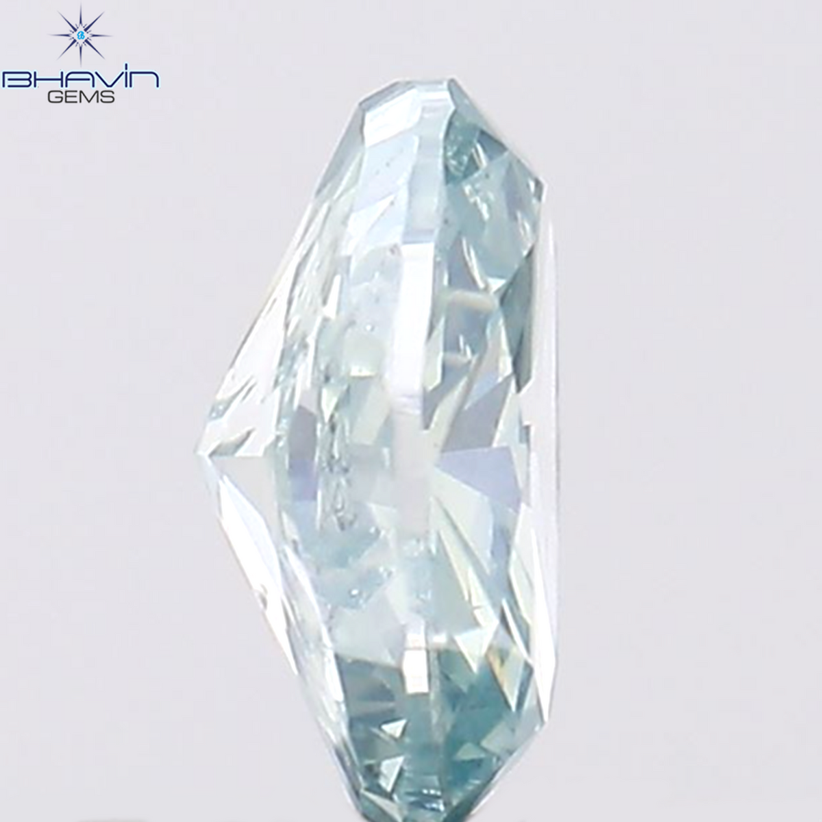 0.37 CT オーバル シェイプ ナチュラル ダイヤモンド グリーンがかったブルー カラー SI1 クラリティ (5.36 MM)