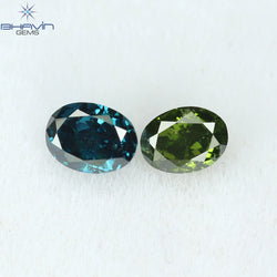 0.24 CT/2 Pcs Oval Shape Natural Diamond Mix Color SI1 Clarity (3.60 MM)