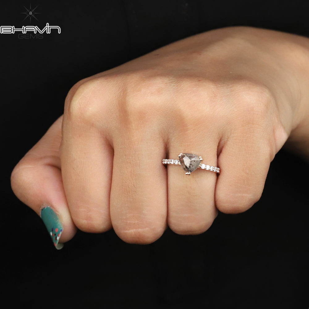 Heart Diamond Salt And Pepper Diamond Natural Diamond Ring Engagement Ring