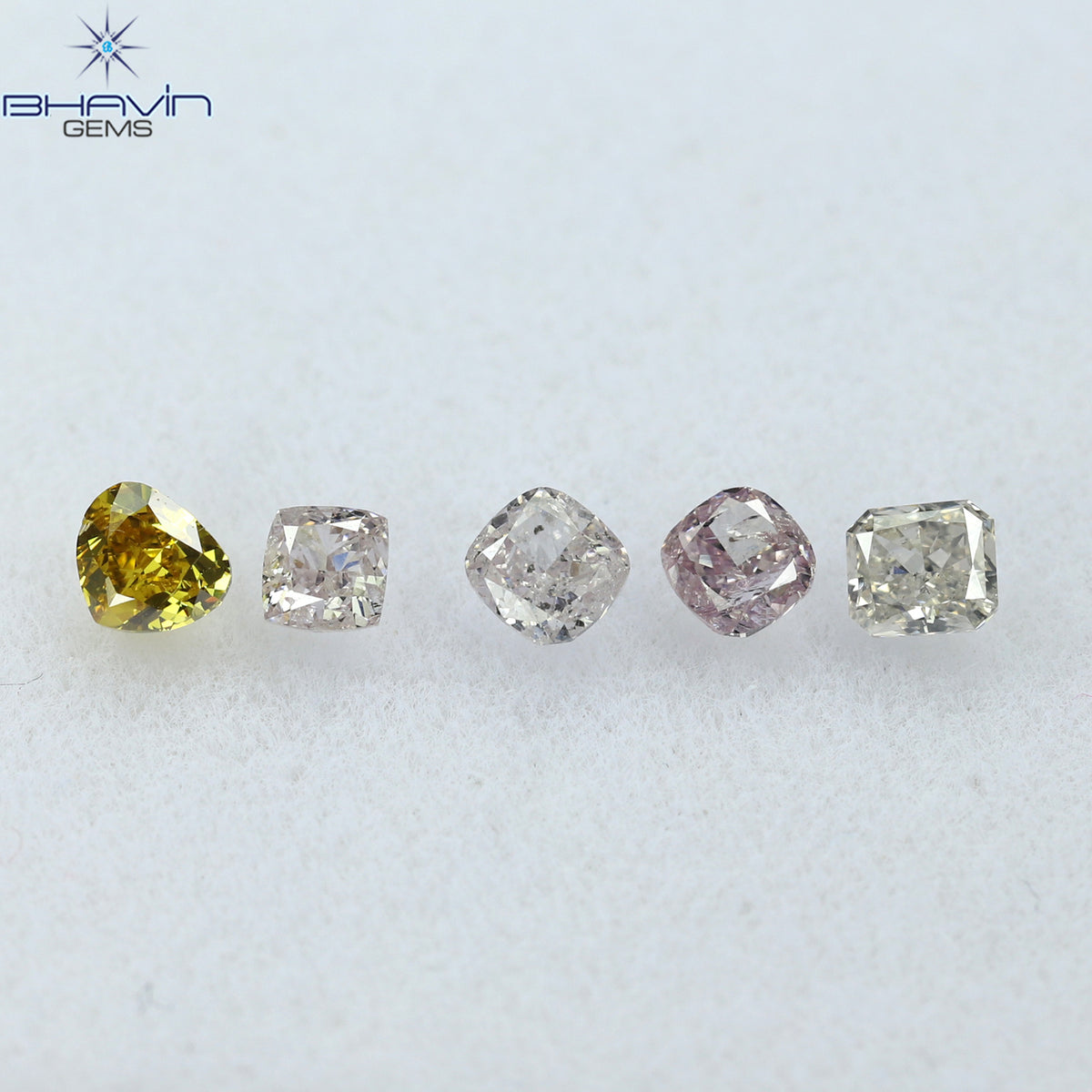 0.49 CT/5 Pcs Natural Cushion Diamond Pink Color Clarity SI2 (2.56 MM)