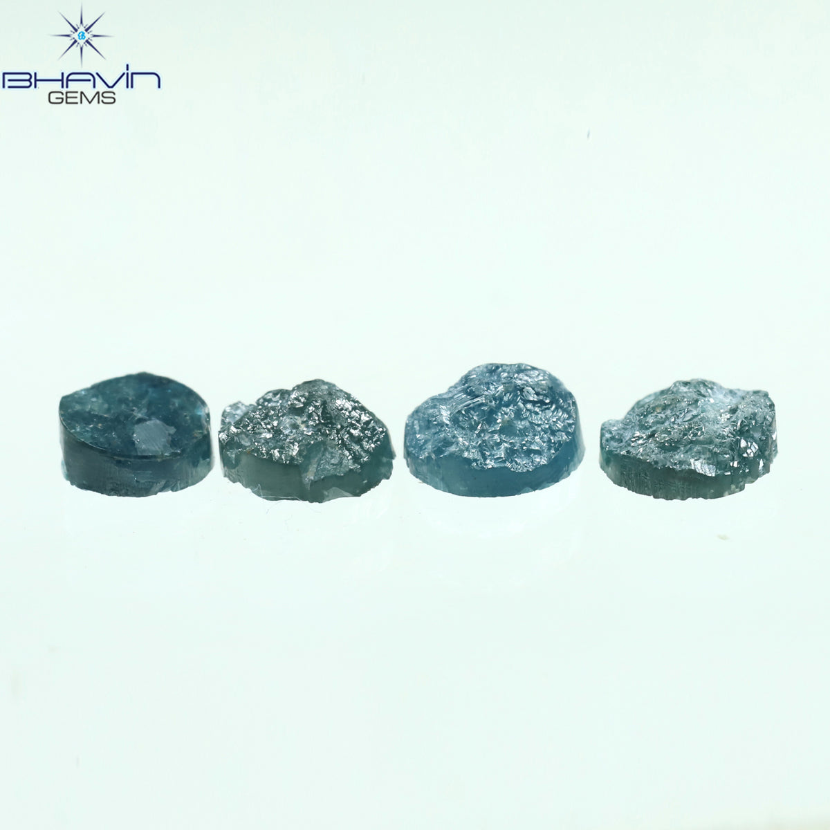 1.05 CT、ノーカット ポルキ シェイプ、天然ダイヤモンド、ブルー カラー、I3 クラリティ (5.42 MM)