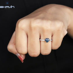 ペンタゴン ダイヤモンド ブルーカラー 天然ダイヤモンド リング 婚約指輪
