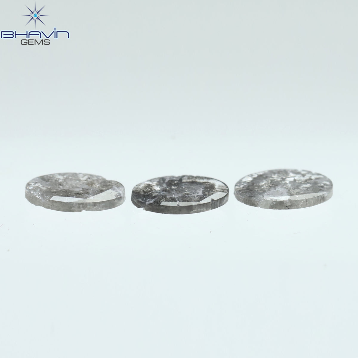 0.92 CT スライス形状 天然ダイヤモンド ソルト アンド ペッパー カラー I3 クラリティ (10.75 MM)