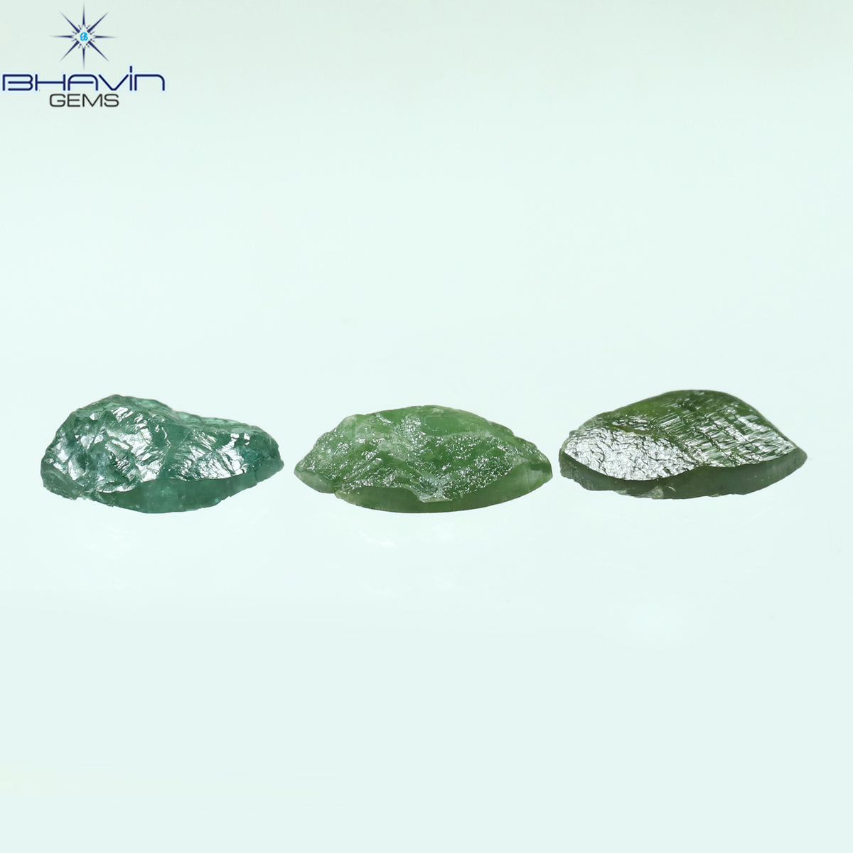 1.04 CT/3 Pcs Natural Marquise Rough Diamond Enhanced Blue Green Color Clarity I3 (6.65 MM)