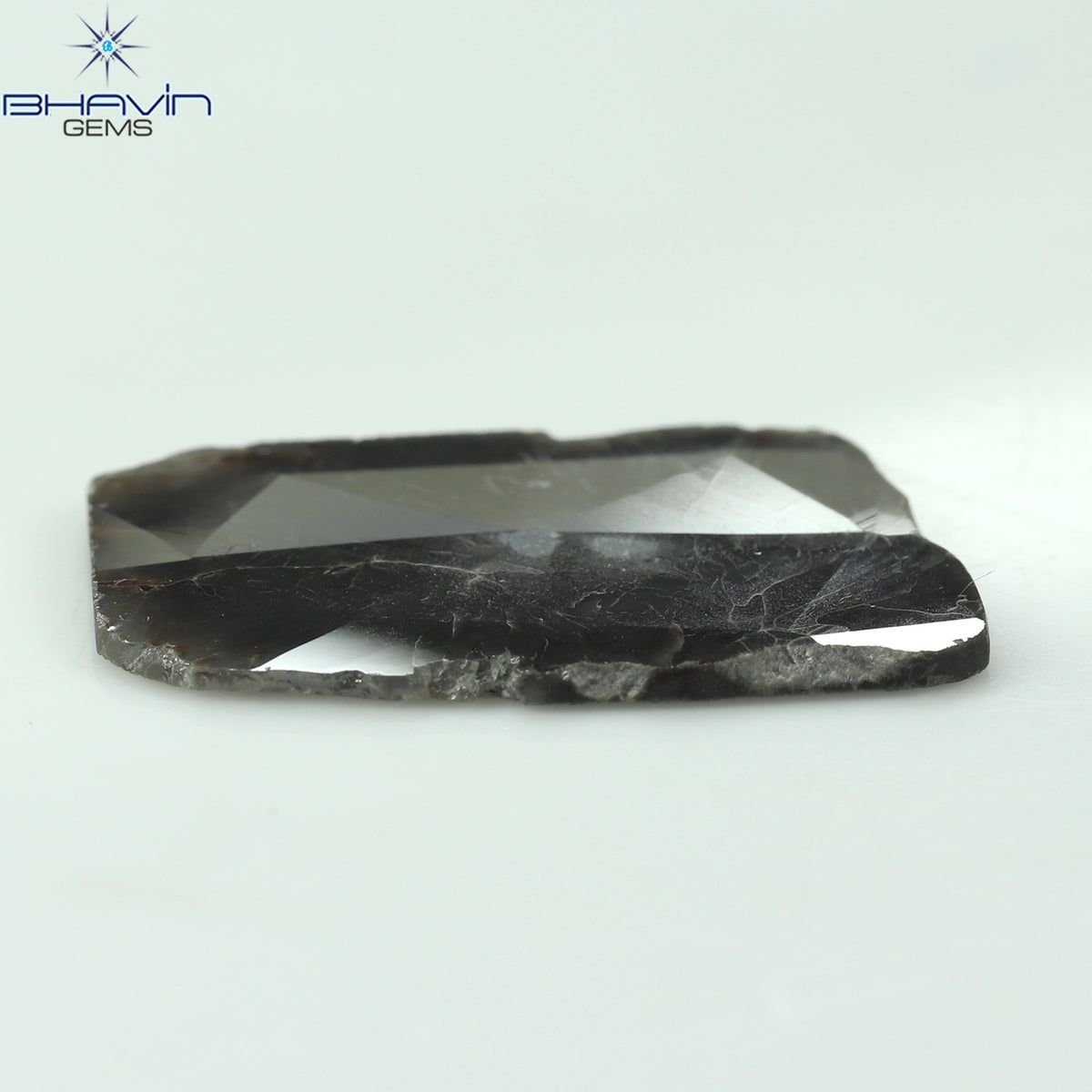5.75 CT スライス シェイプ ナチュラル ダイヤモンド ブラウン グレー カラー I3 クラリティ (22.00 MM)