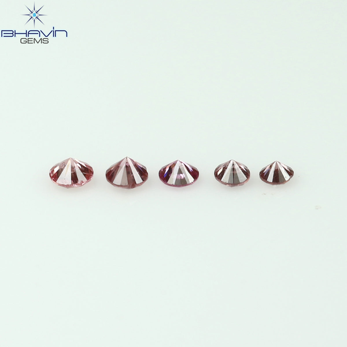 0.05 CT/5 Pcs Natural Round Diamond Enhanced Pink Color Clarity I1 (1.35 MM)