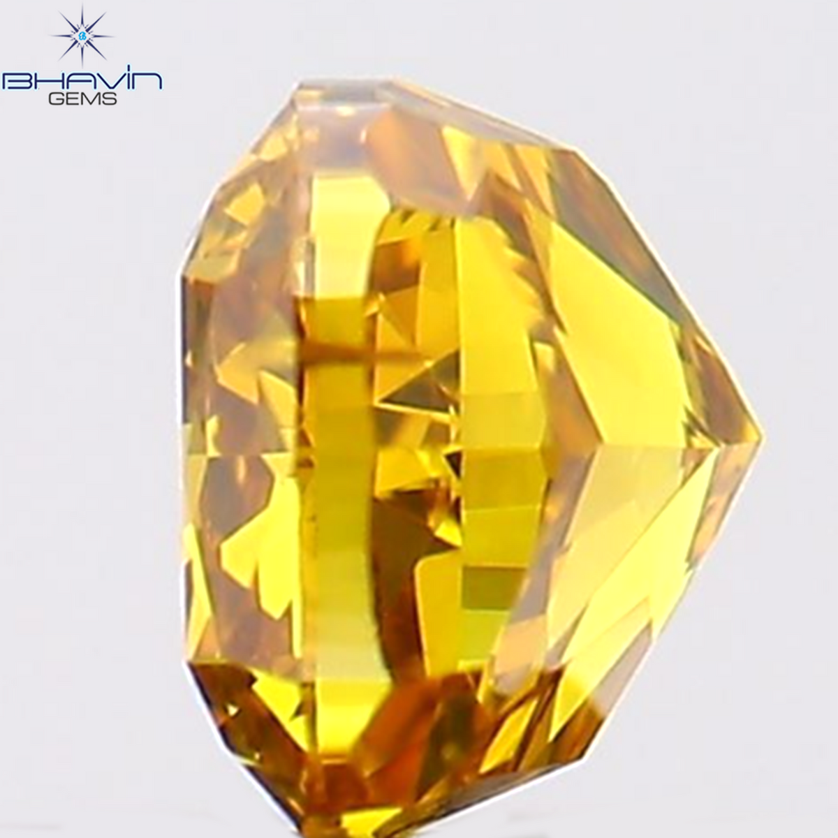 0.32 CT Natural Cushion Diamond Enhanced Orange Yellow Color Clarity VS2 (3.68 MM)