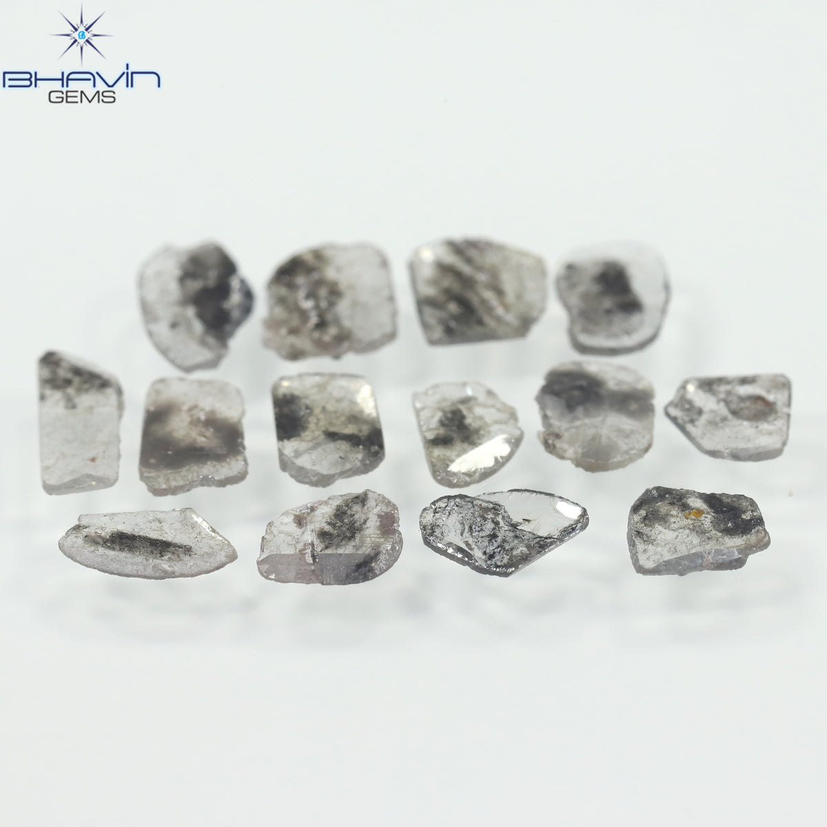 2.60 CT (14 Pcs) Slice Natural Diamond Salt And Pepper Color Clarity I3 (7.98 MM)