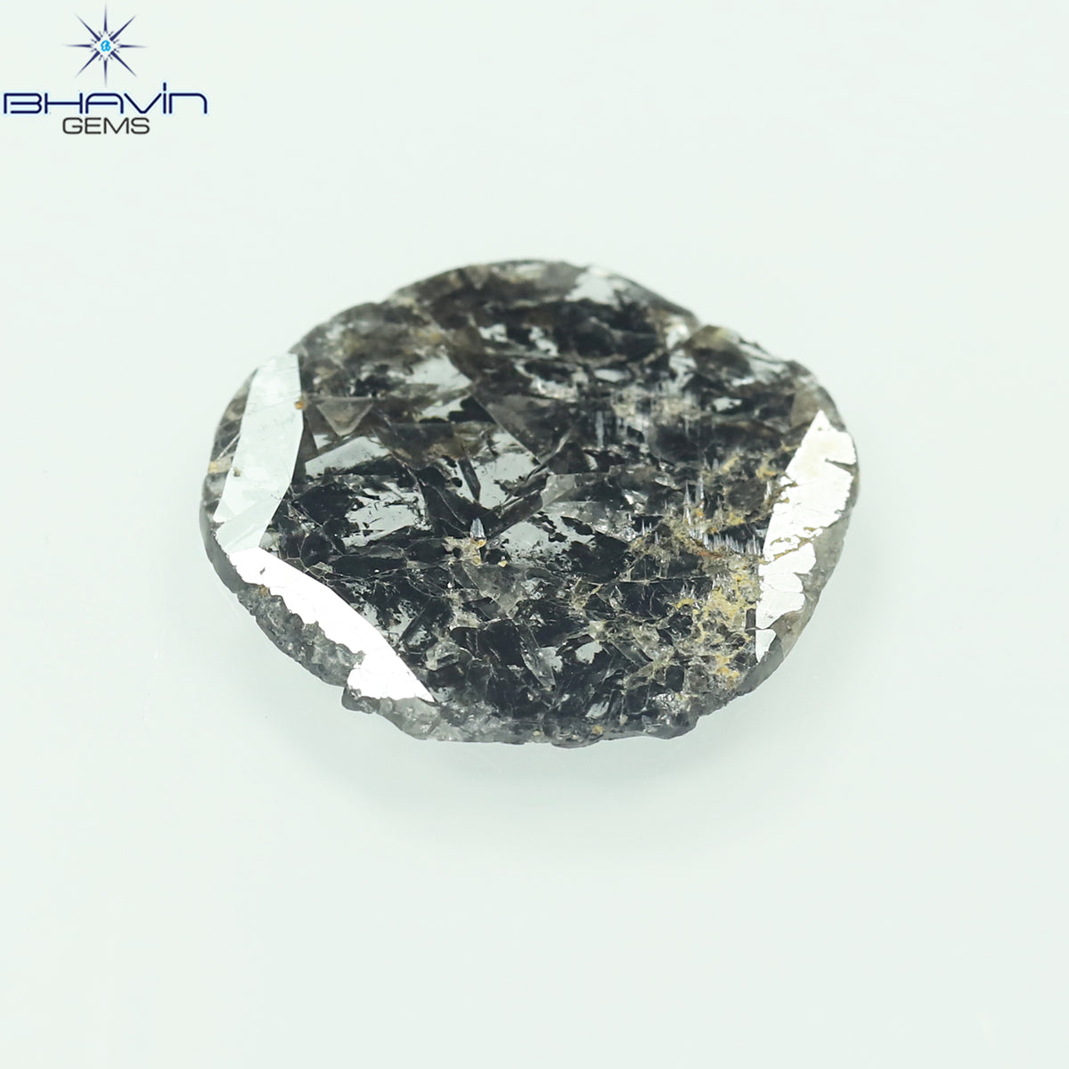 2.98 CT スライス シェイプ ナチュラル ダイヤモンド ソルト アンド ペッパー カラー I3 クラリティ (16.00 MM)