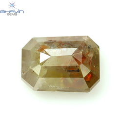 0.75 CT Emerald Shape Natural Diamond Brown Yellow Color I3 Clarity (6.30 MM)