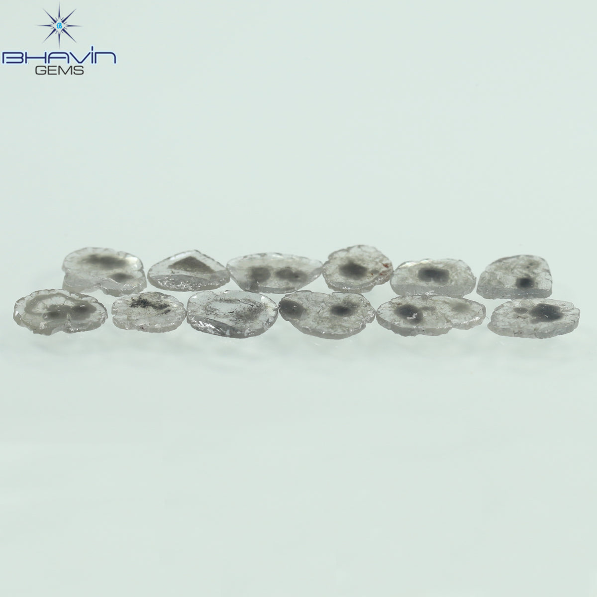 2.46 CT (12 Pcs) Slice Natural Diamond Salt And Pepper Color Clarity I3 (7.09 MM)