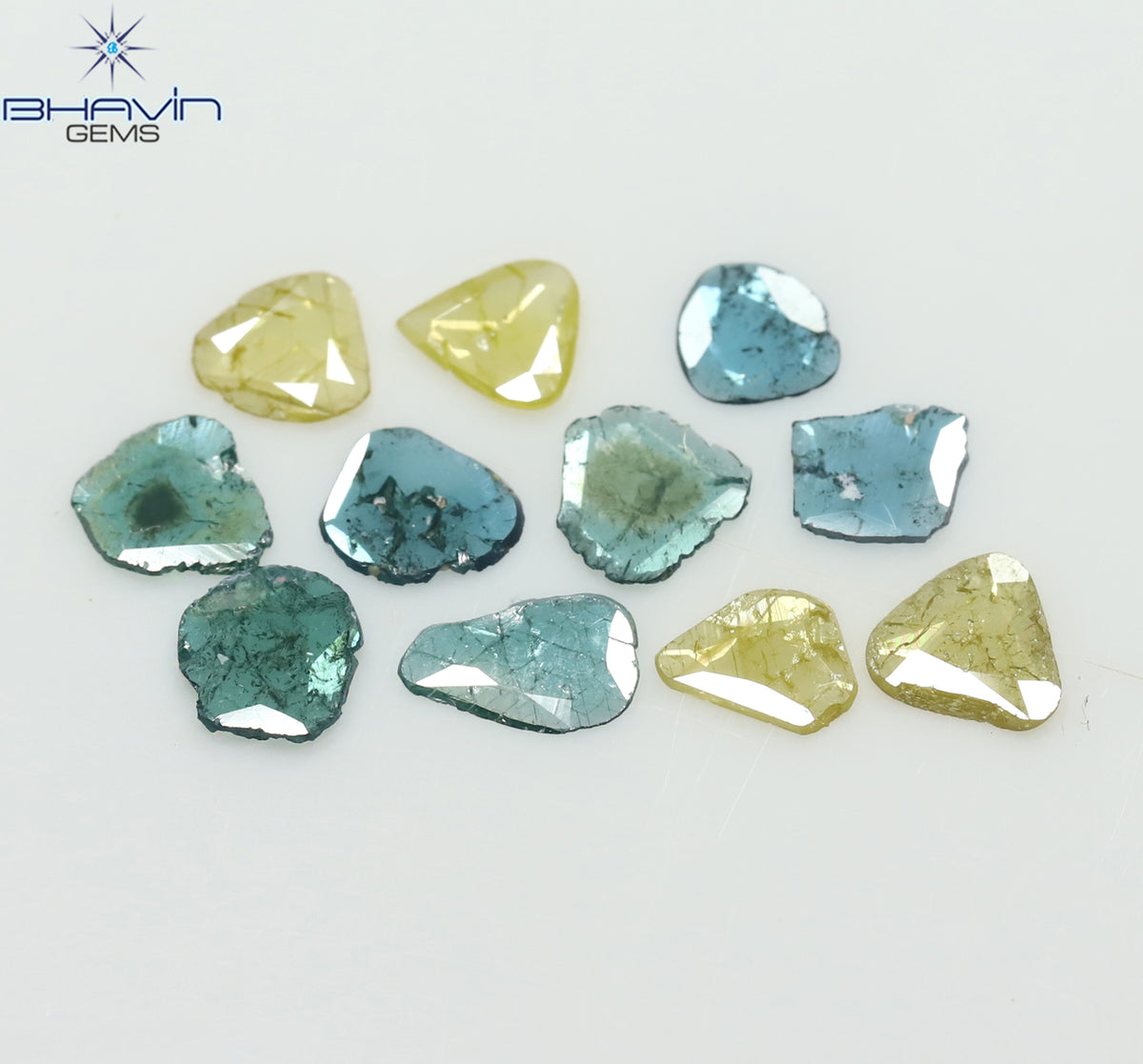 1.19 CT/11 Pcs Natural Slice Diamond Enhanced Blue Color Clarity I3 (6.08 MM)