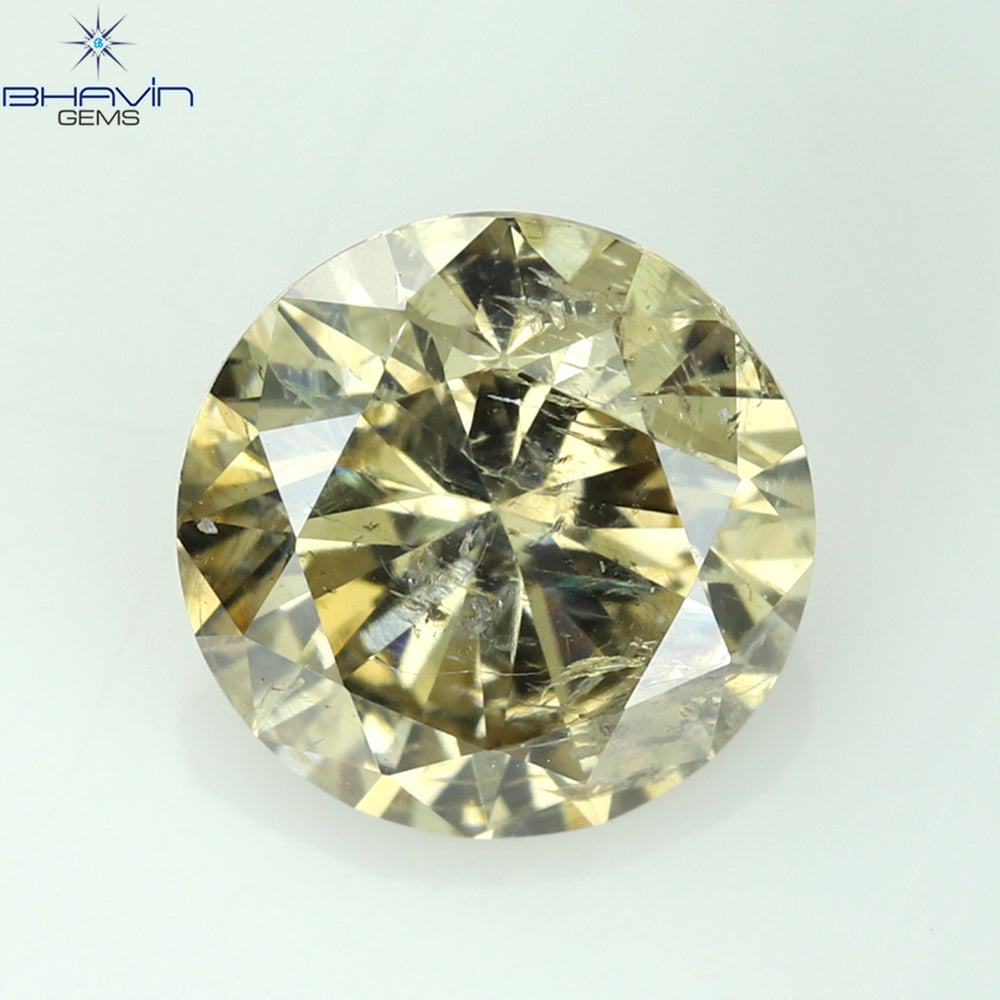 0.51 CT Round Shape Natural Loose Diamond Brown Color I1 Clarity (5.06 MM)