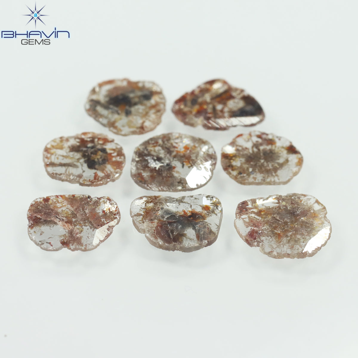 5.25 CT/8 ピース スライス シェイプ ナチュラル ルース ダイヤモンド ブラウン カラー I3 クラリティ (10.06 MM)