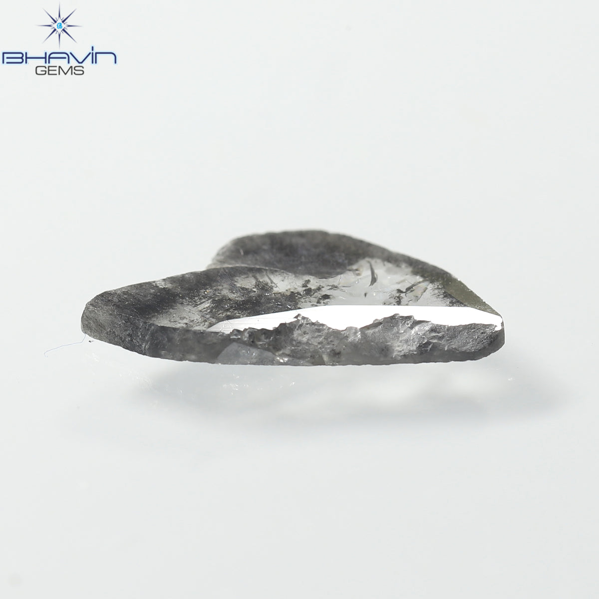 1.39 CT スライス形状 天然ダイヤモンド ソルト アンド ペッパー カラー I3 クラリティ (13.50 MM)