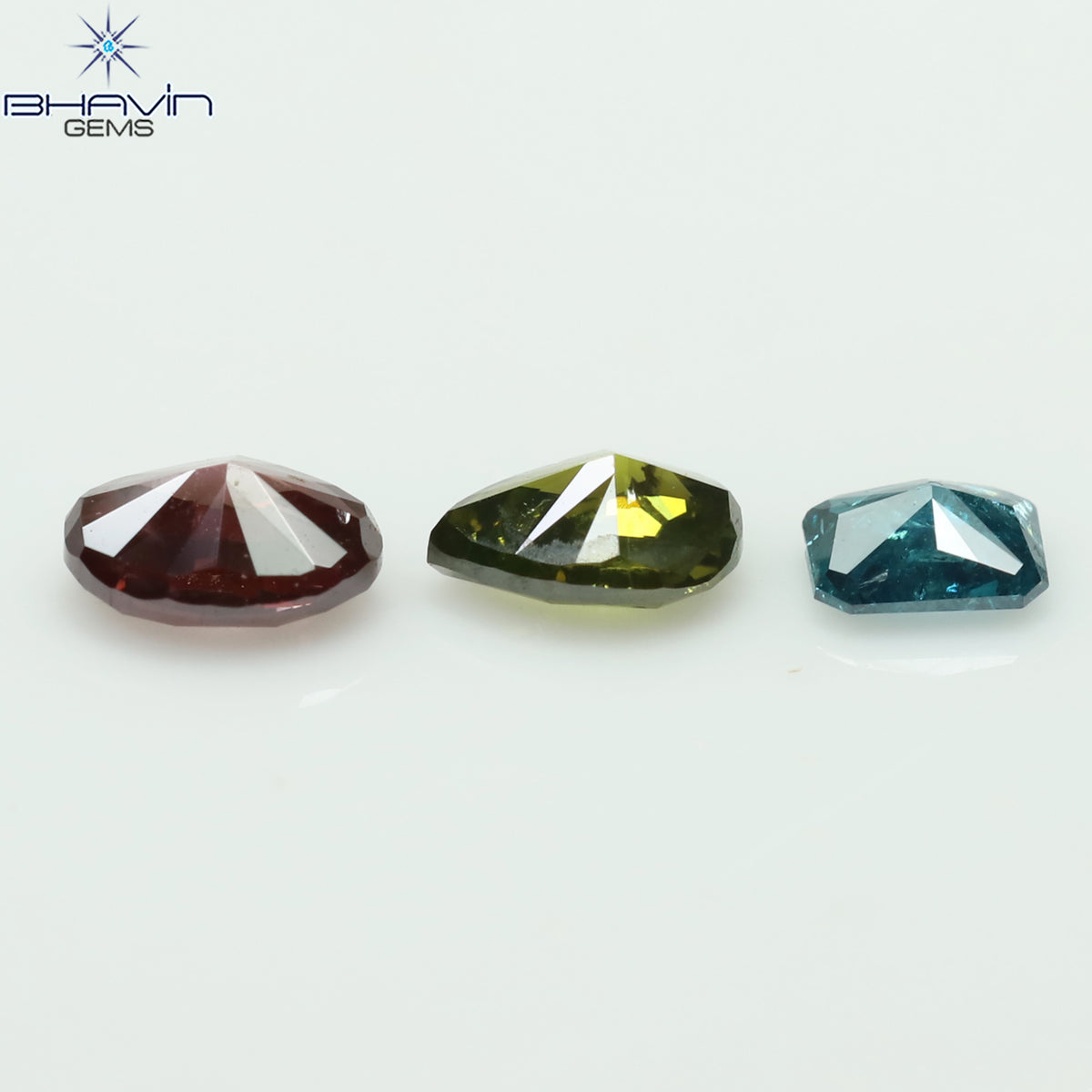 0.39 CT/3 Pcs Natural Mix Diamond Enhanced Pink Green Blue Color Clarity VS-I1 (3.85 MM)
