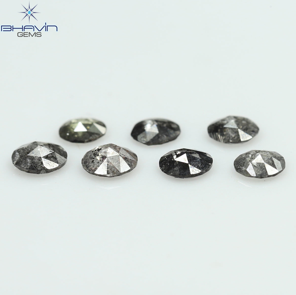 0.55 CT/7 Pcs Natural Round Rose Cut Diamond Salt And Pepper Color Clarity I3 (3.26 MM)