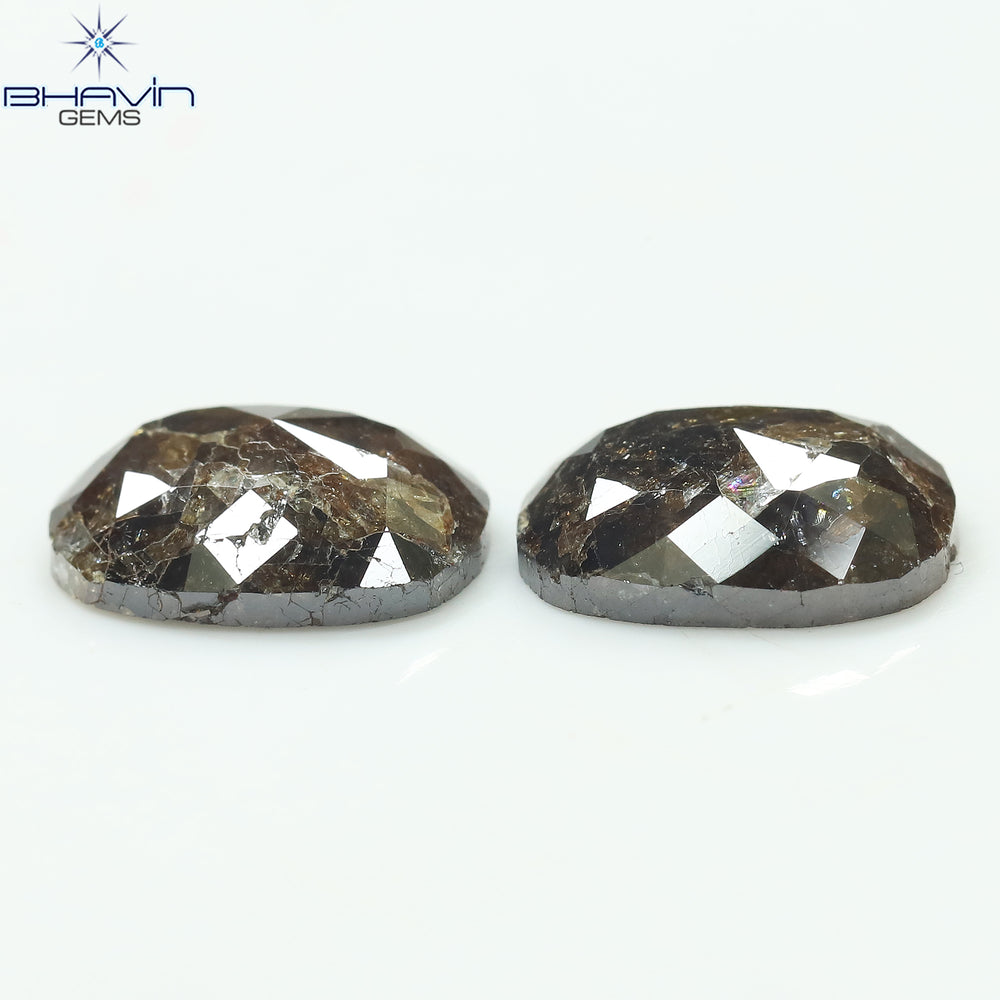 4.63 CT(2 Pcs) Oval Shape Natural Diamond Brown Color I3 Clarity (9.81 MM)