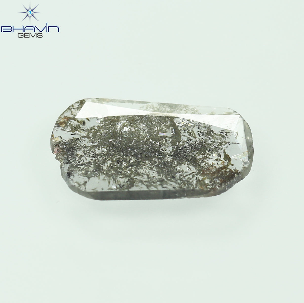 0.74 CT スライス シェイプ ナチュラル ダイヤモンド ソルト アンド ペッパー カラー I3 クラリティ (11.23 MM)