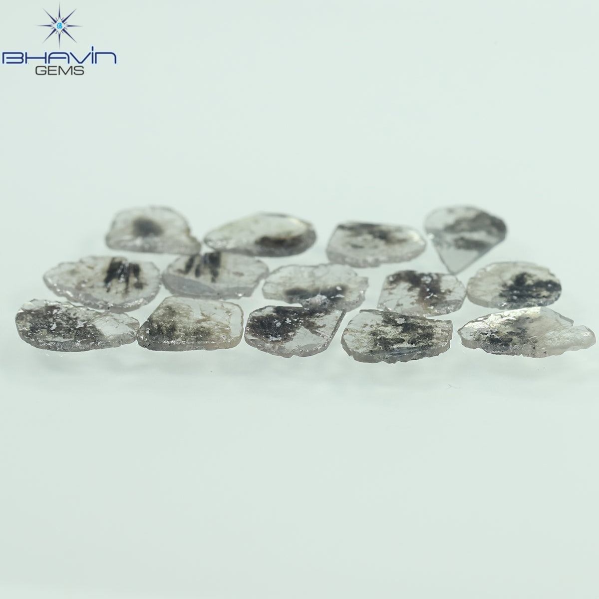 3.11 CT (14 Pcs) Slice Natural Diamond Salt And Pepper Color Clarity I3 (7.85 MM)