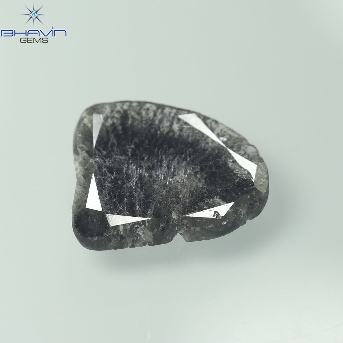 1.39 CT スライス シェイプ ナチュラル ダイヤモンド ソルト アンド ペッパー カラー I3 クラリティ (10.77 MM)