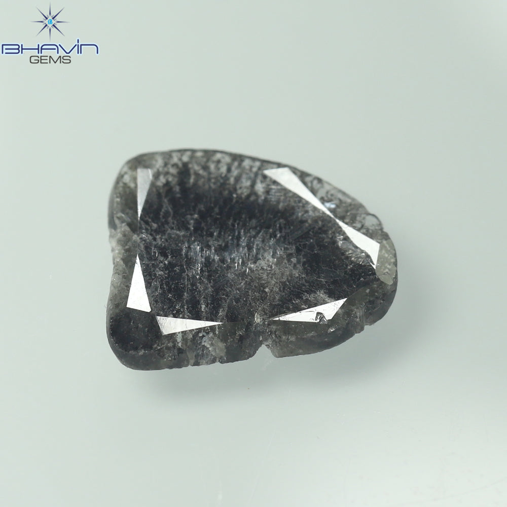 1.39 CT Slice Shape Natural Diamond Salt And Pepper Color I3 Clarity (10.77 MM)