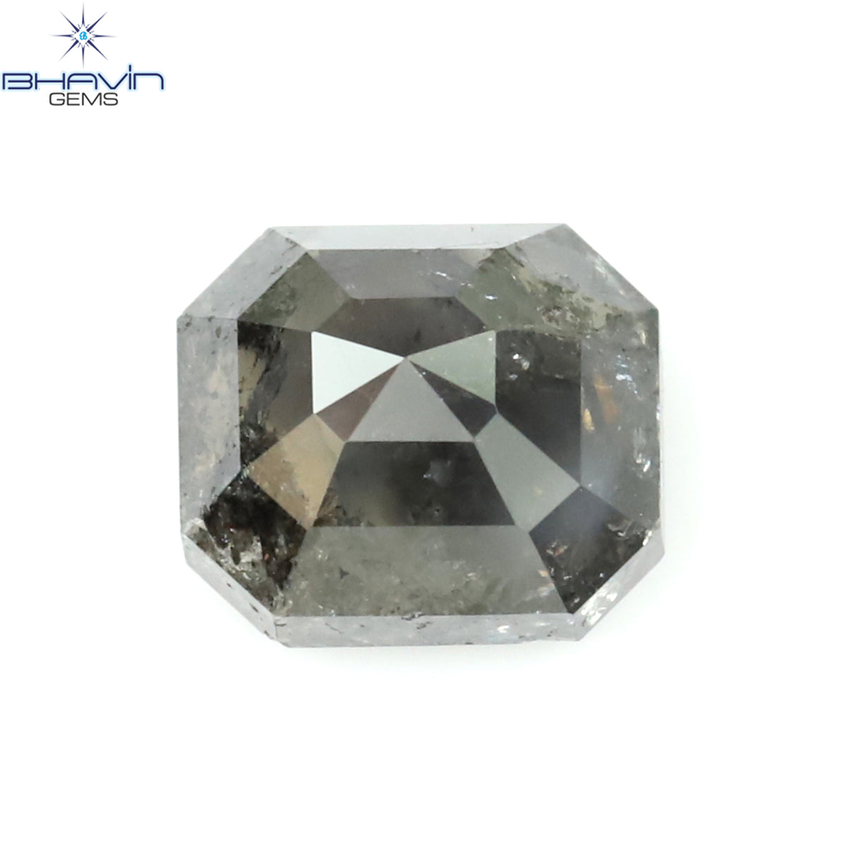 0.85 CT Natural Asscher Diamond Grey Color Clarity I3 (5.32 MM)