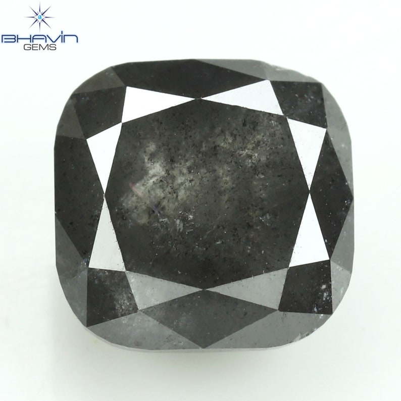 2.22 CT クッション シェイプ ソルト アンド ペッパー カラー ダイヤモンド クラリティ I3 (6.95 MM)
