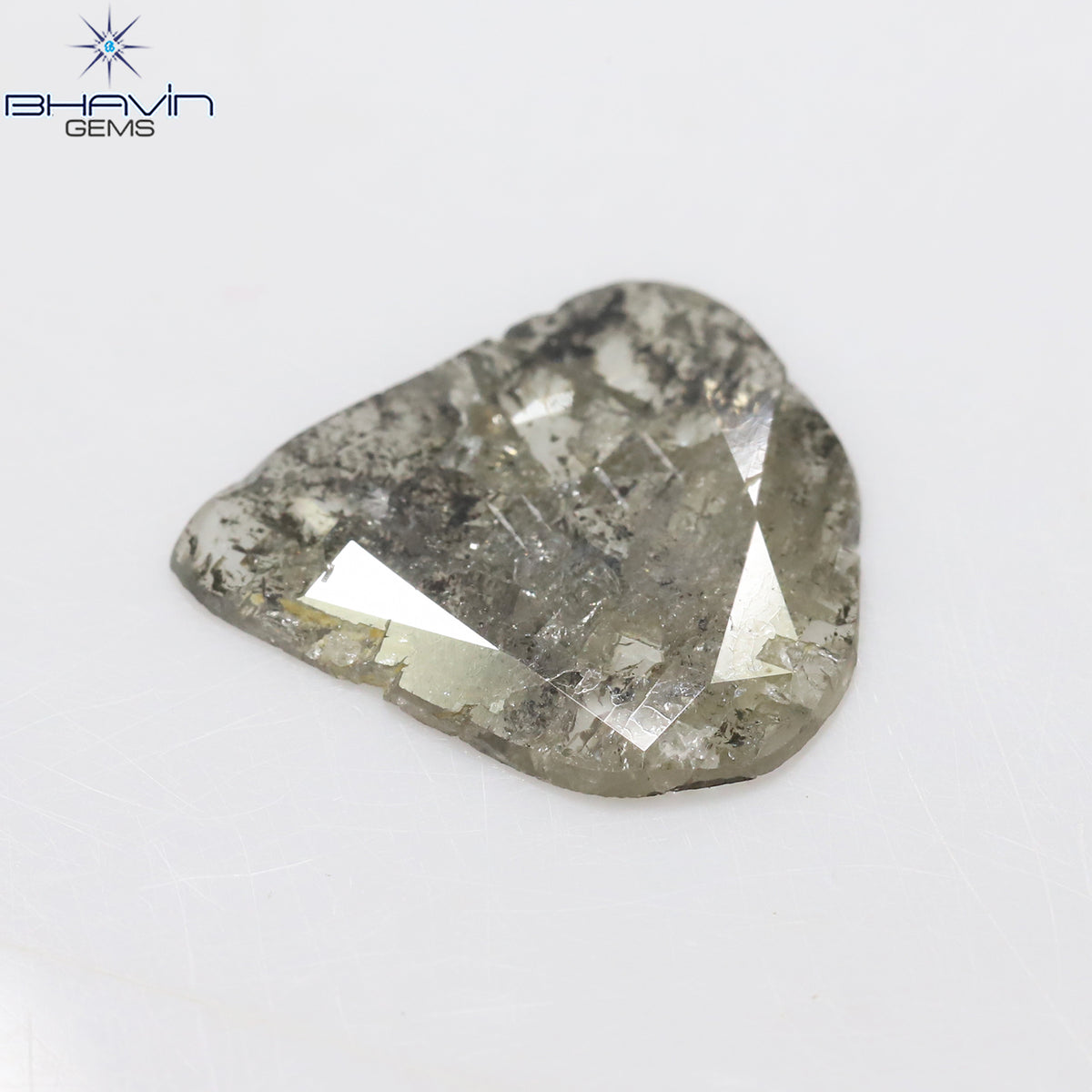 3.23 CT Natural Pear Slice Diamond Salt And Pepper Color Clarity I3 (16.28 MM)