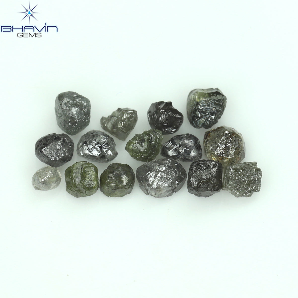 3.09 CT/20 ピース ラフシェイプ ソルト アンド ペッパー カラー ナチュラル ダイヤモンド I3 クラリティ (3.18 MM)