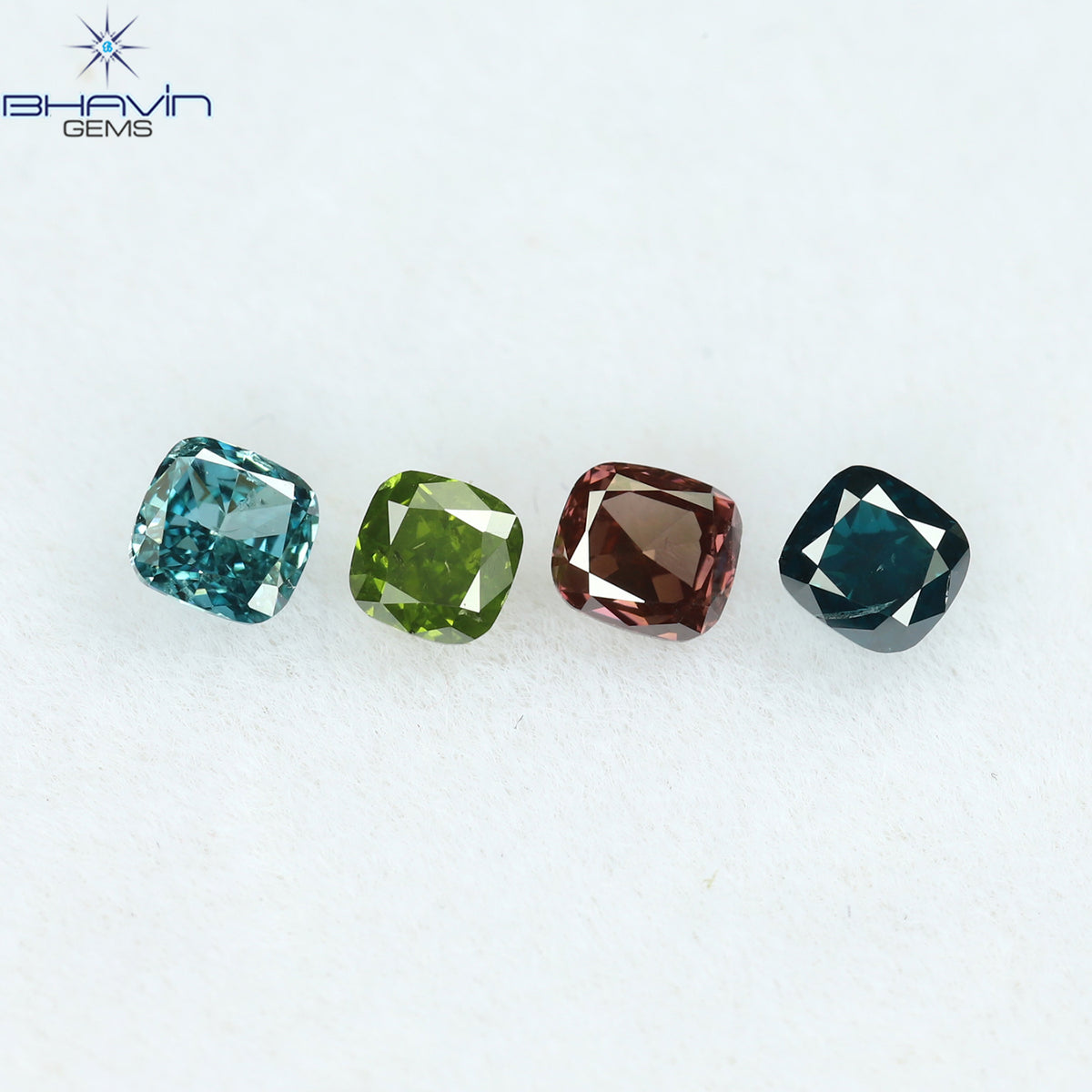 0.42 CT/4 Pcs Natural Cushion Diamond Enhanced Mix Fancy Color Clarity SI1 (2.72 MM)