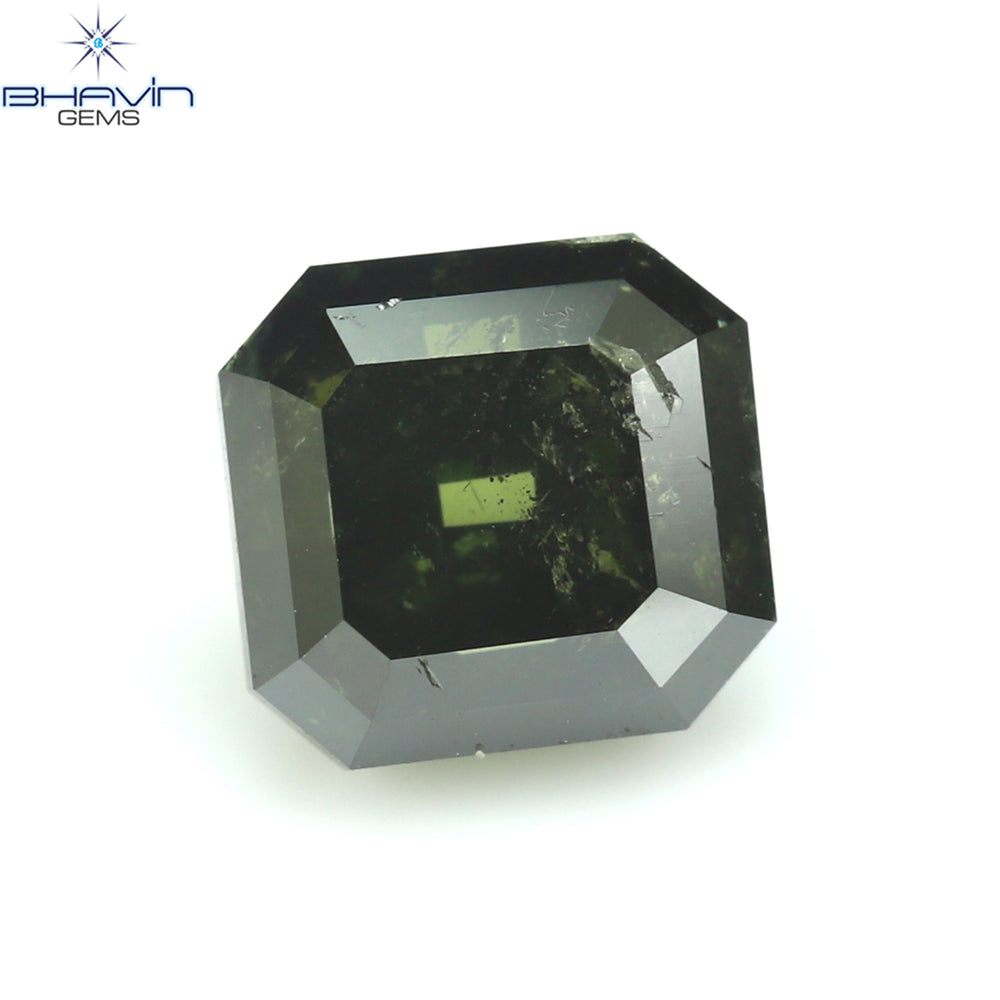 1.03 CT エメラルド シェイプ ナチュラル ダイヤモンド 強化グリーン カラー I2 クラリティ (5.30 MM)