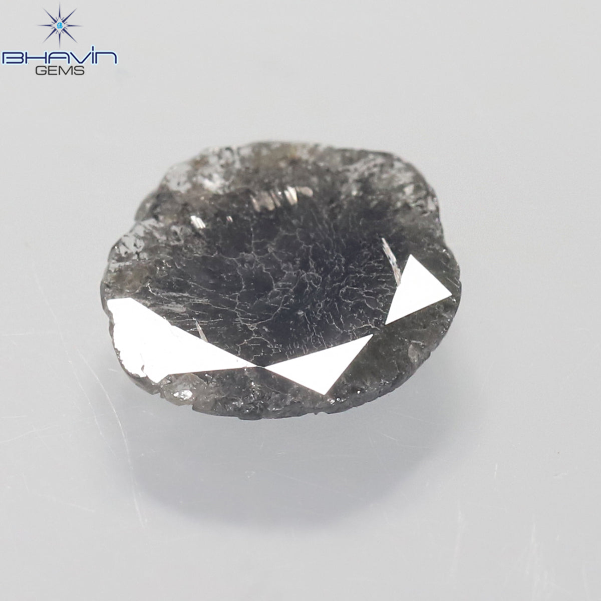 0.89 CT スライス シェイプ 天然ダイヤモンド ソルト アンド ペッパー カラー I3 クラリティ (9.81 MM)