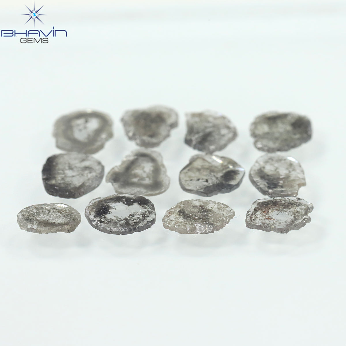 4.32 CT (12 Pcs) Slice Natural Diamond Salt And Pepper Color Clarity I3 (7.74 MM)
