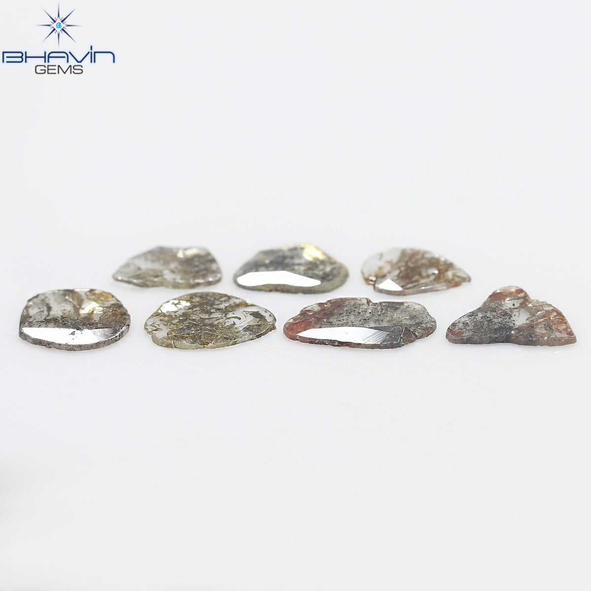 2.48 CT (7 Pcs) Slice Natural Diamond Salt And Pepper Color Clarity I3 (10.12 MM)