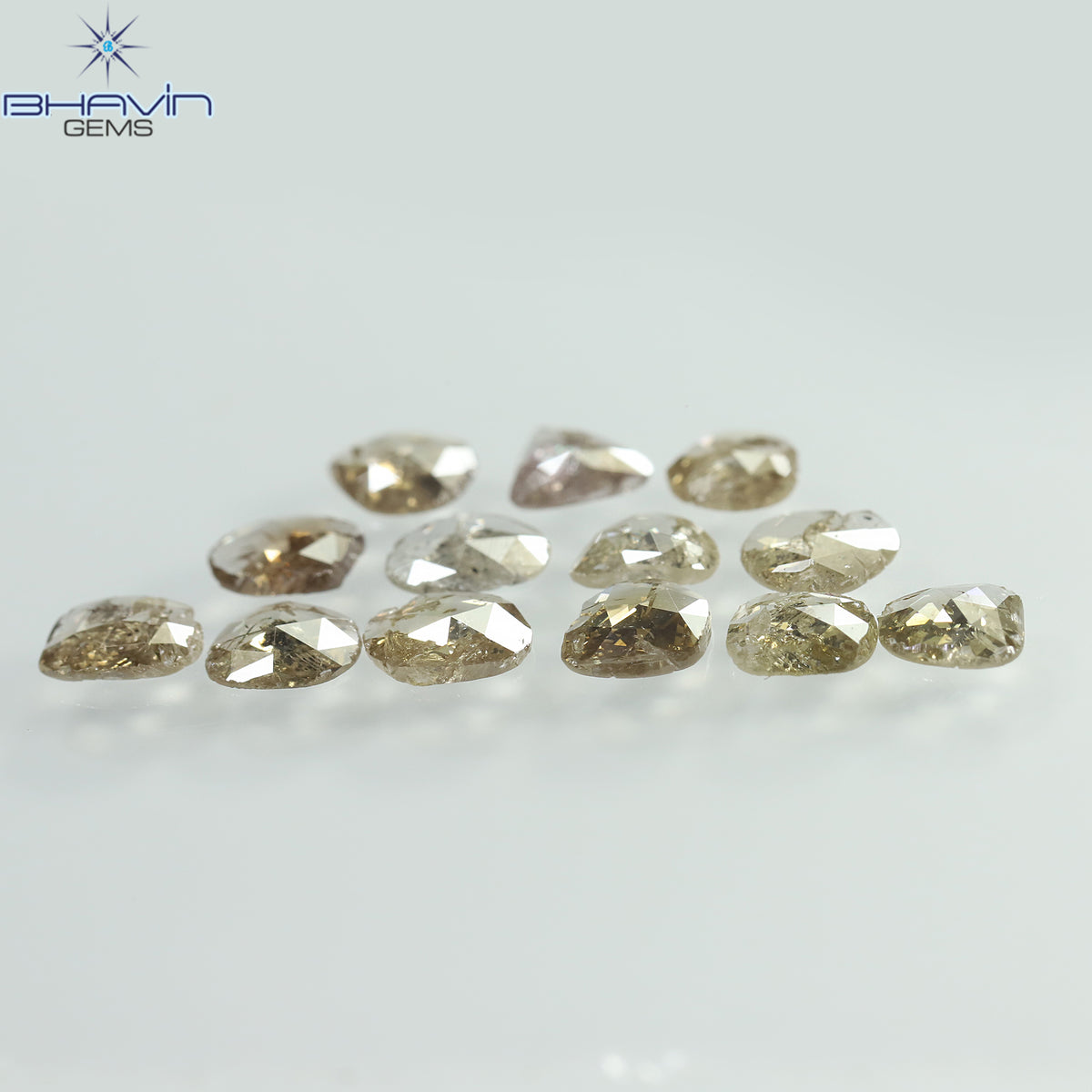 3.00 CT (13 個) ポルキ ローズカット シェイプ ナチュラル ダイヤモンド ブラウン カラー I2 クラリティ (5.57 MM)