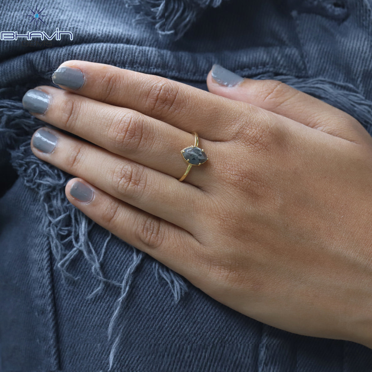Marquise Diamond Salt And Pepper Diamond Natural Diamond Ring Gold Ring Engagement Ring